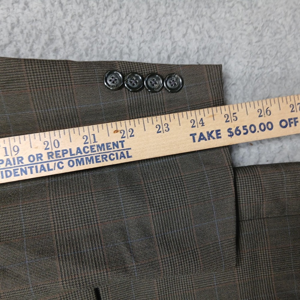 Jos A Bank Blazer Mens 43L Brown Glen Plaid Wool Two Button Notch Lapel Jacket - Picture 6 of 7